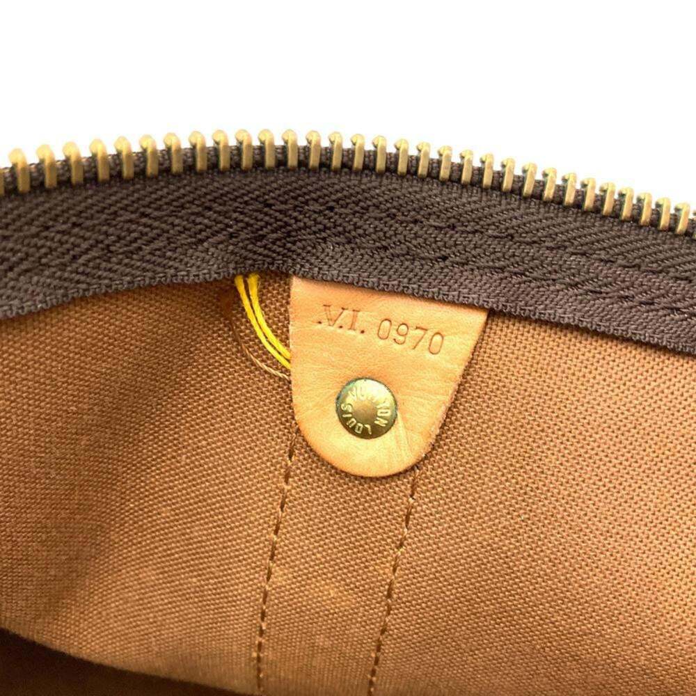 LOUIS VUITTON Authentic Brown Monogram Leather Keepall 60 Boston Bag - Picture 8 of 9